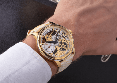 The elegance of a mechanical skeleton watch