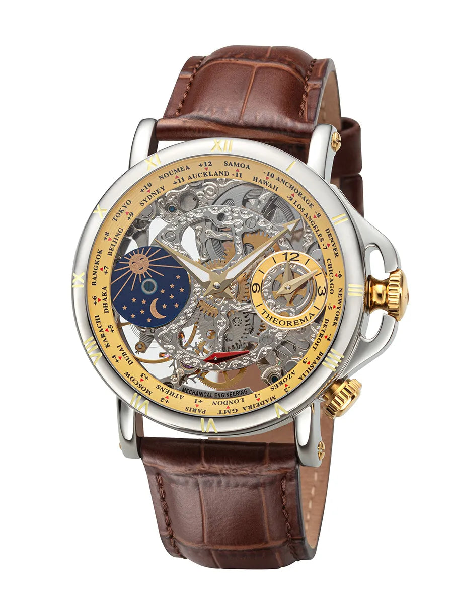 Sao Paulo Theorema dual-time watch with skeletonized dial see through.