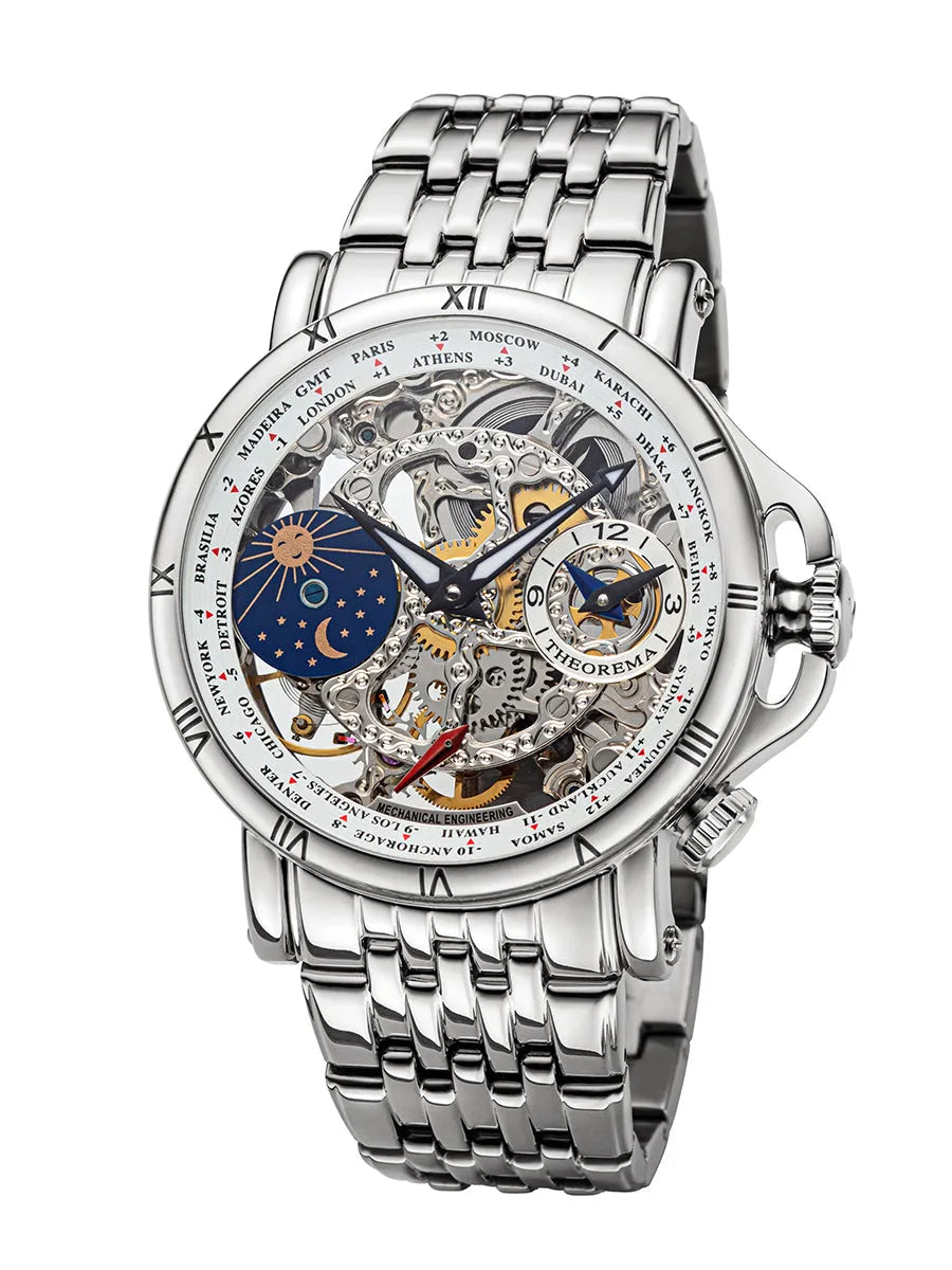 Sao Paulo Theorema dual-time watch with skeletonized dial see through.