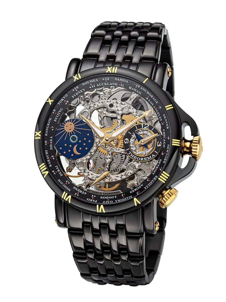 Sao Paulo Theorema dual-time watch with skeletonized dial see through.