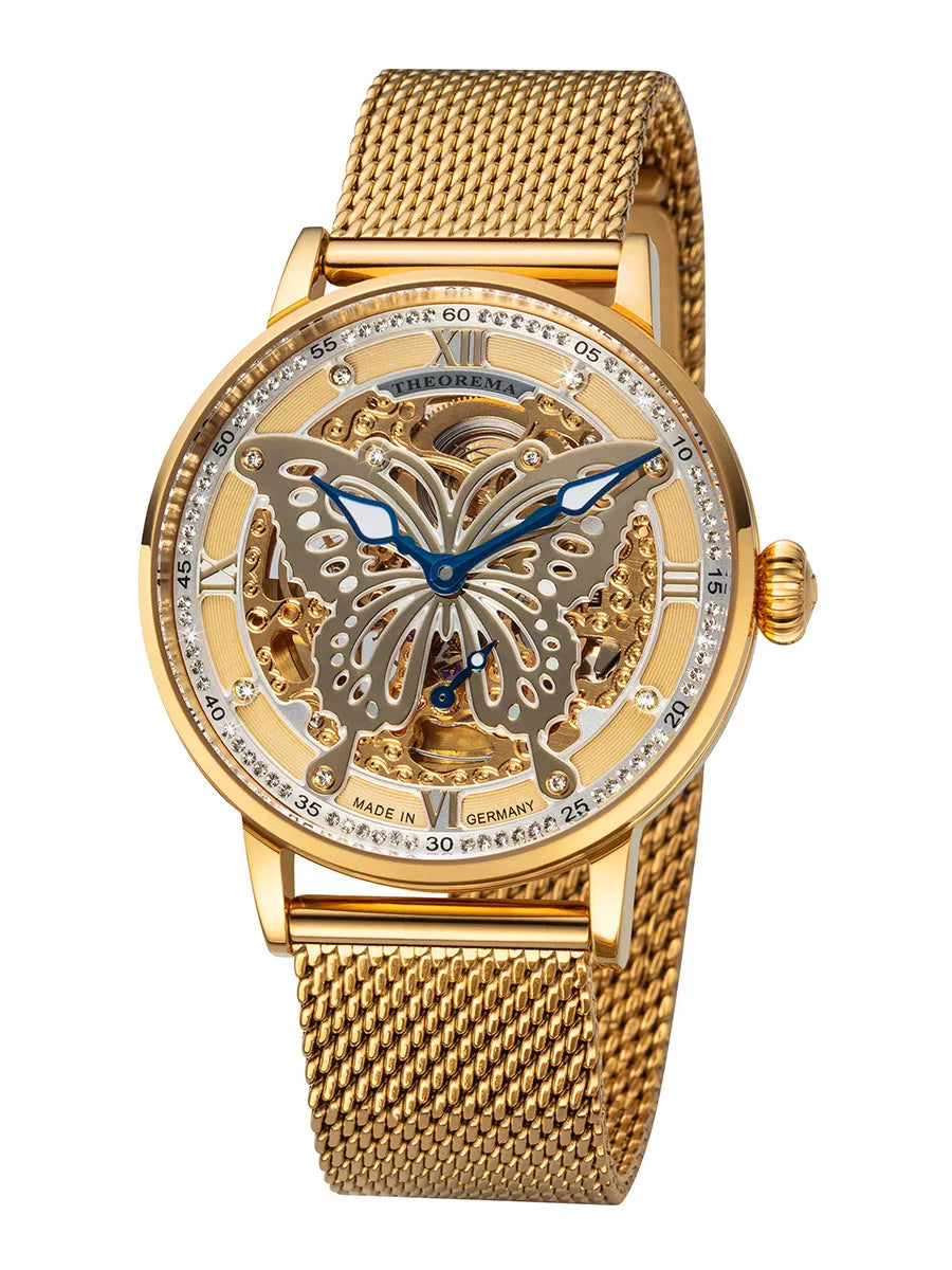 Big butterfly design on the dial with 82 Swarovski crystals on the bezel.