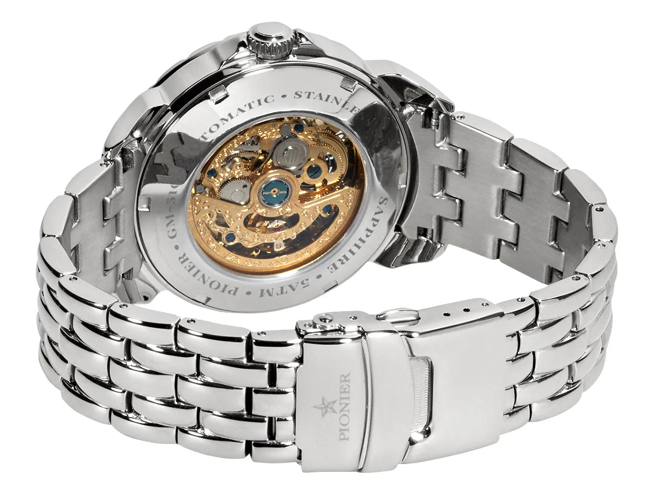 Skeleton Date. London Diamonds by Pionier, Germany GM-510-6 |Silver|