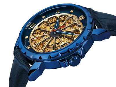 Skeleton date. London Diamonds by Pionier, Germany GM-510-5 |Blue|