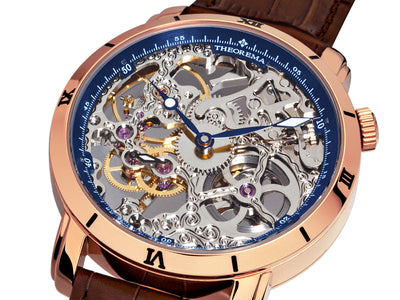 Blue bezel with elegant hands and all see through mechanism.