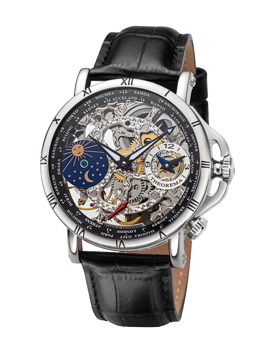 Sao Paulo Theorema dual-time watch with skeletonized dial see through.