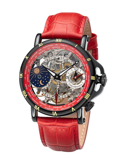 Sao Paulo Theorema dual-time watch with skeletonized dial see through.