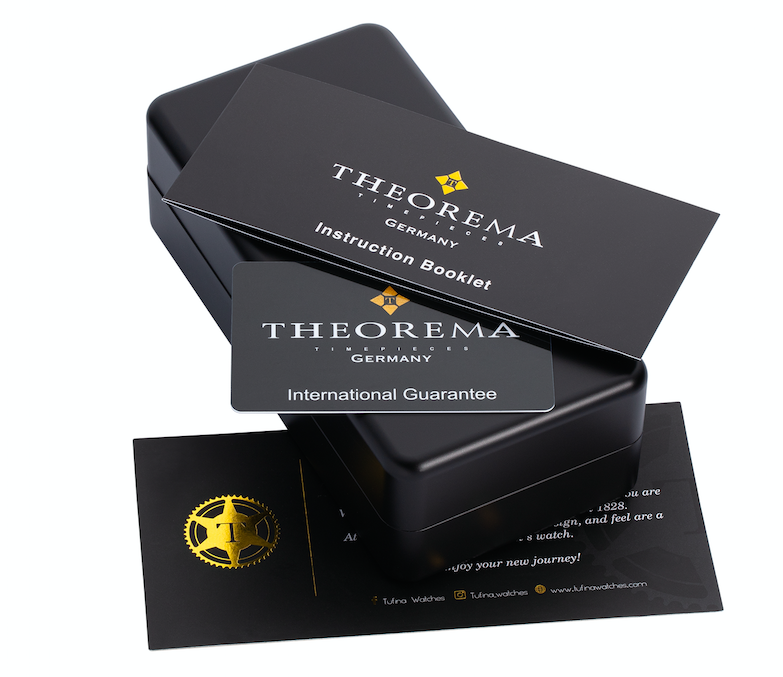 Original Theorema packaging with Instruction Booklet, International Guarantee, and a Tufina greeting card.