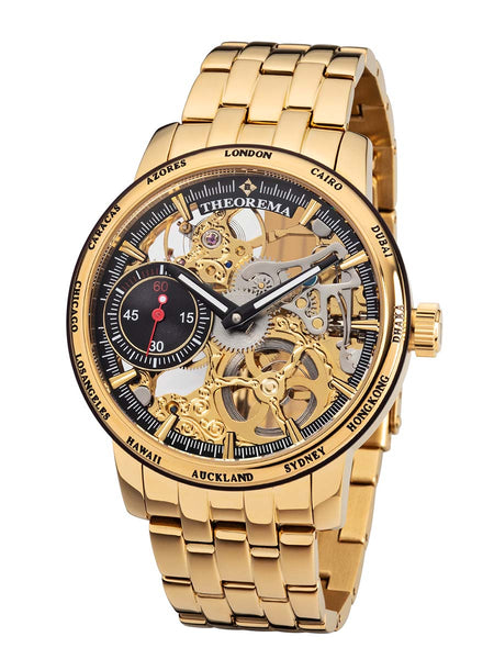 Through the skeleton opening, the balance wheel can often be seen oscillating back and forth. This is one of the most active and visually engaging parts of the watch, providing a rhythmic motion that reflects the passage of time. Other gears rotate more s