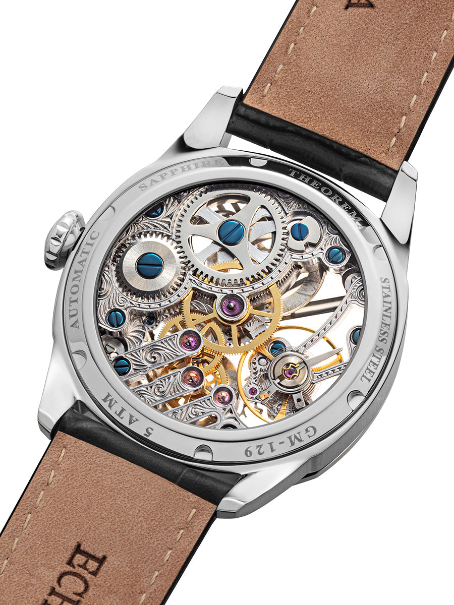 Open case back with sappire glass to look at the mechanical movement.